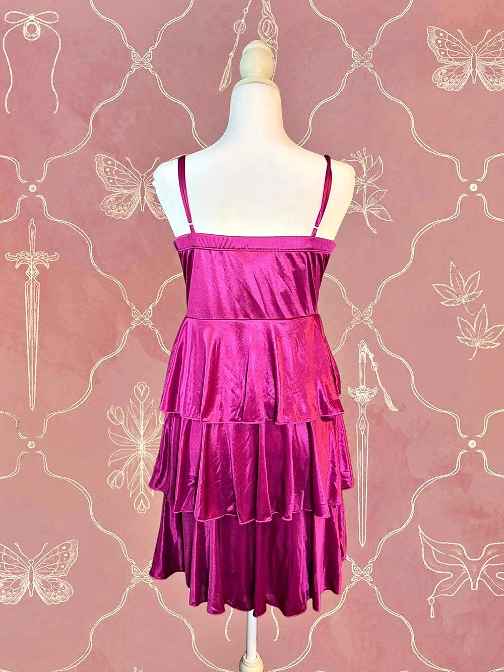 Magenta Ruffled Mini Dress - Picture 2 of 3
